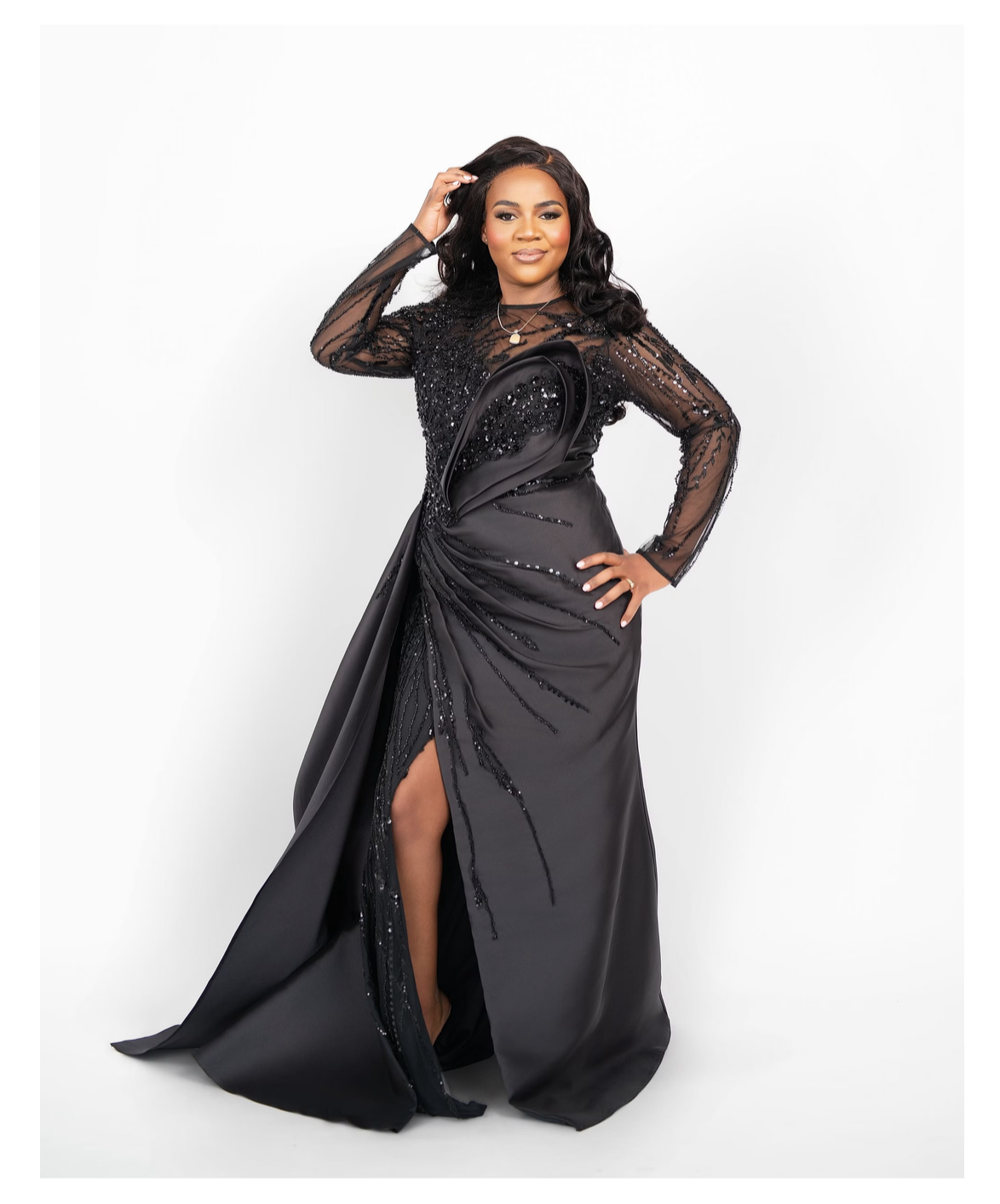 Long sleeved Mermaid Evening dress